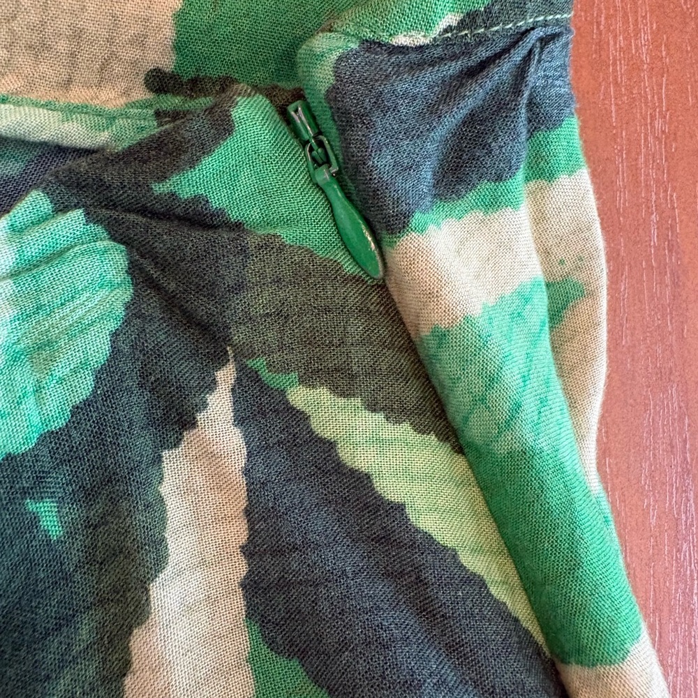 Anthro FARM Rio Green Floral Midi Skirt Size L Boho Tropical Print - Picture 5 of 11